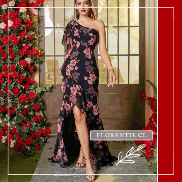 Vestido fiesta estampado largo flores