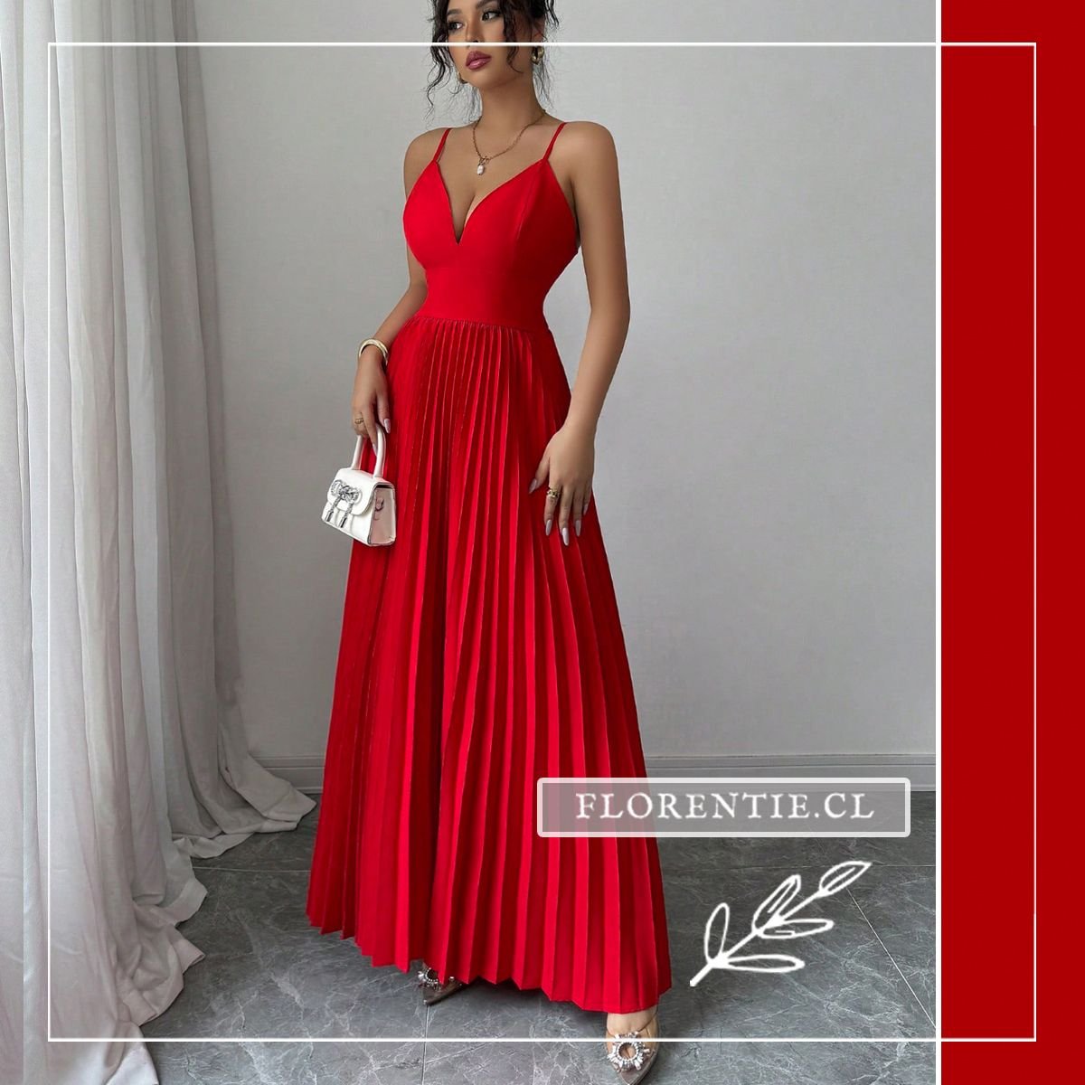 Vestido fiesta falda plisada Chile