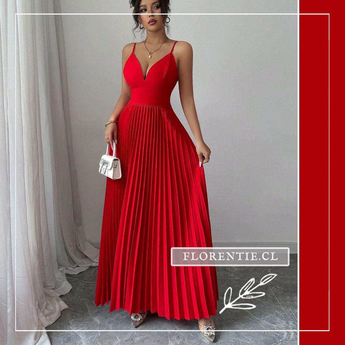 Vestido fiesta falda plisada mujer