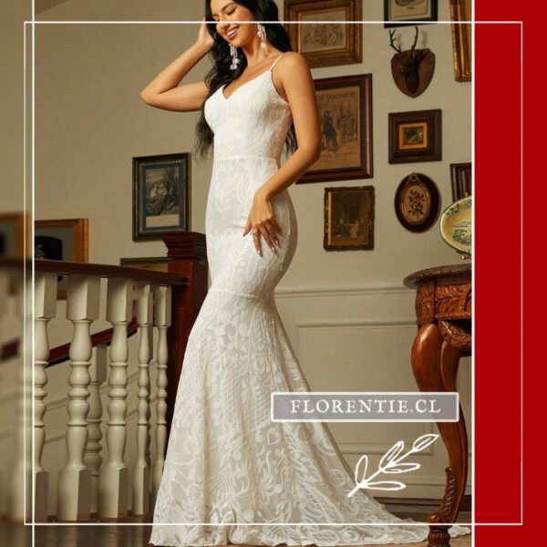 Vestido fiesta lentejuelas blanco mujer