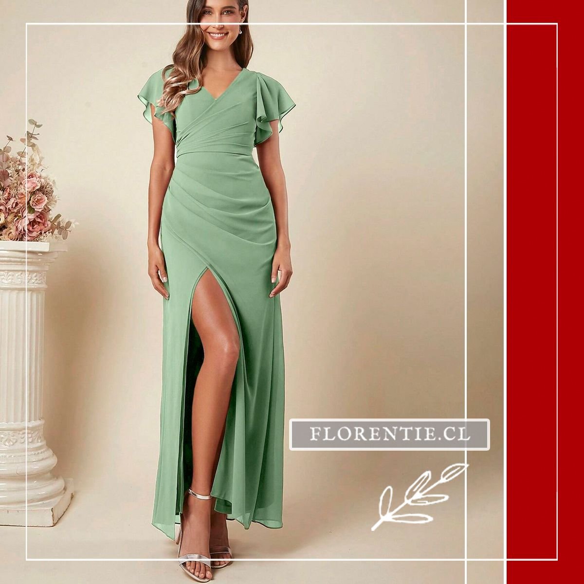 Vestido fiesta manga corta mujer