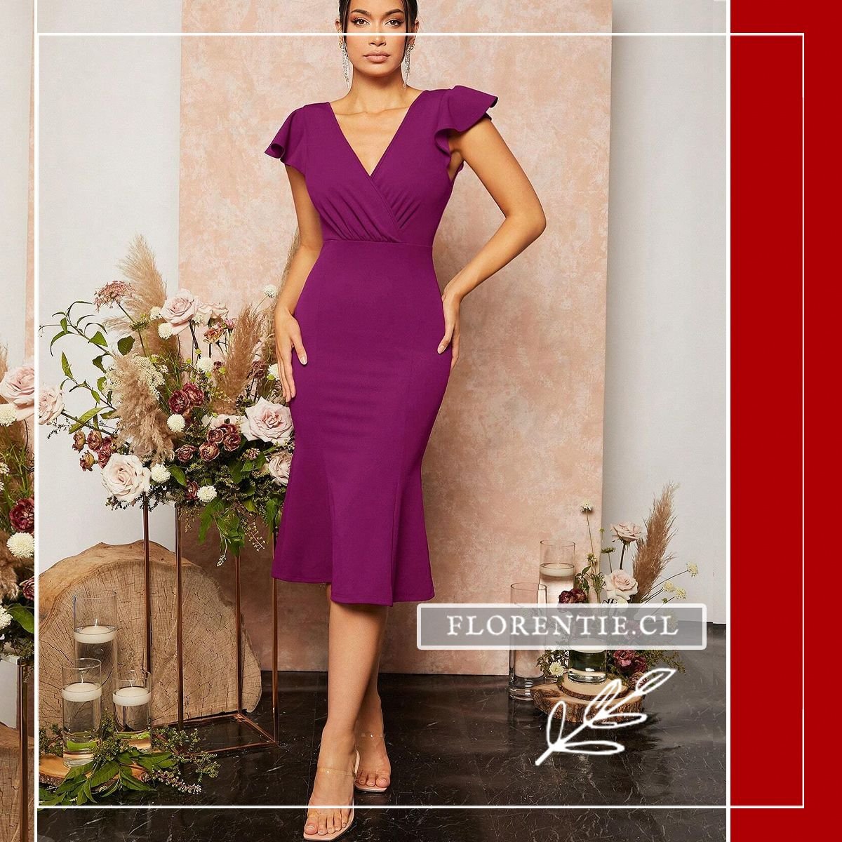 Vestido fiesta morado midi