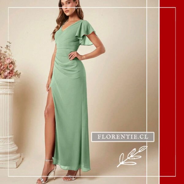 Vestido fiesta muejr largo manga corta