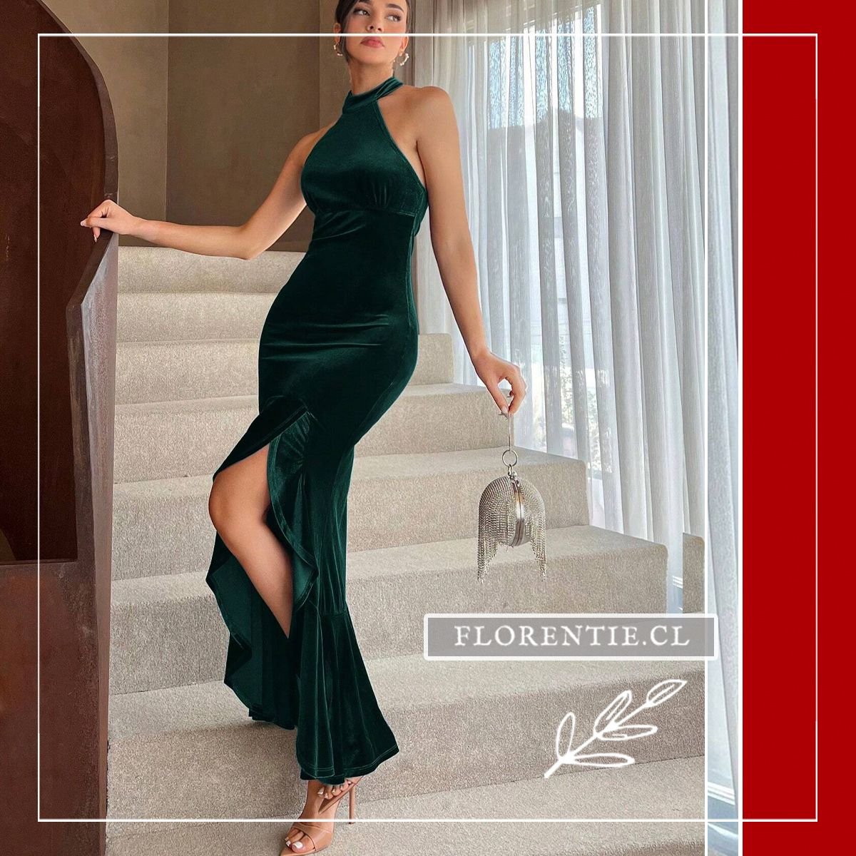 Vestido fiesta terciopelo verde