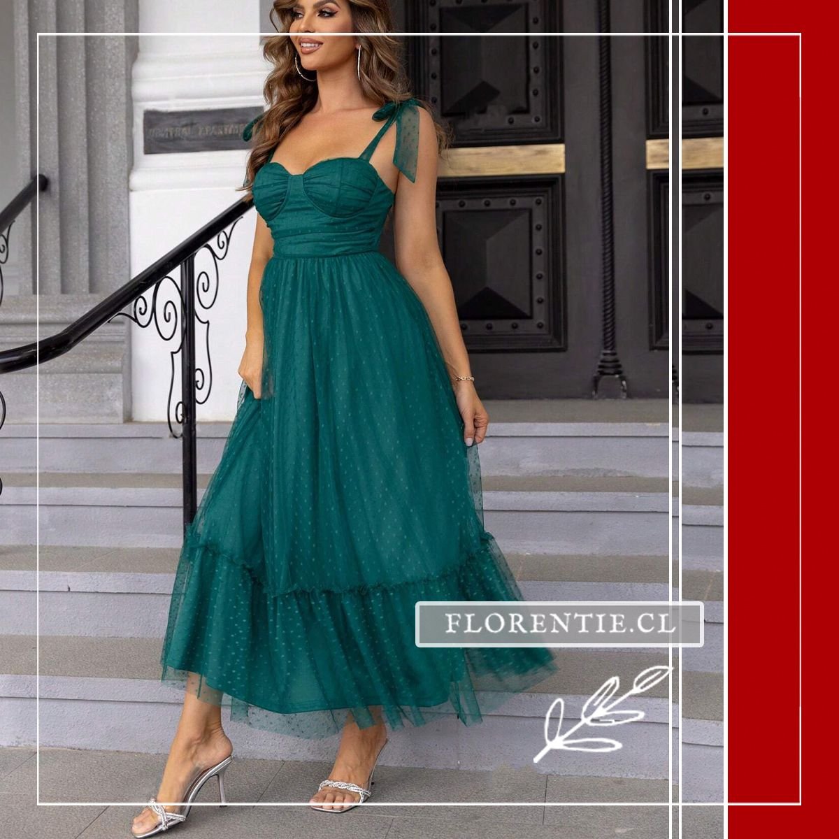 Vestido fiesta tul verde