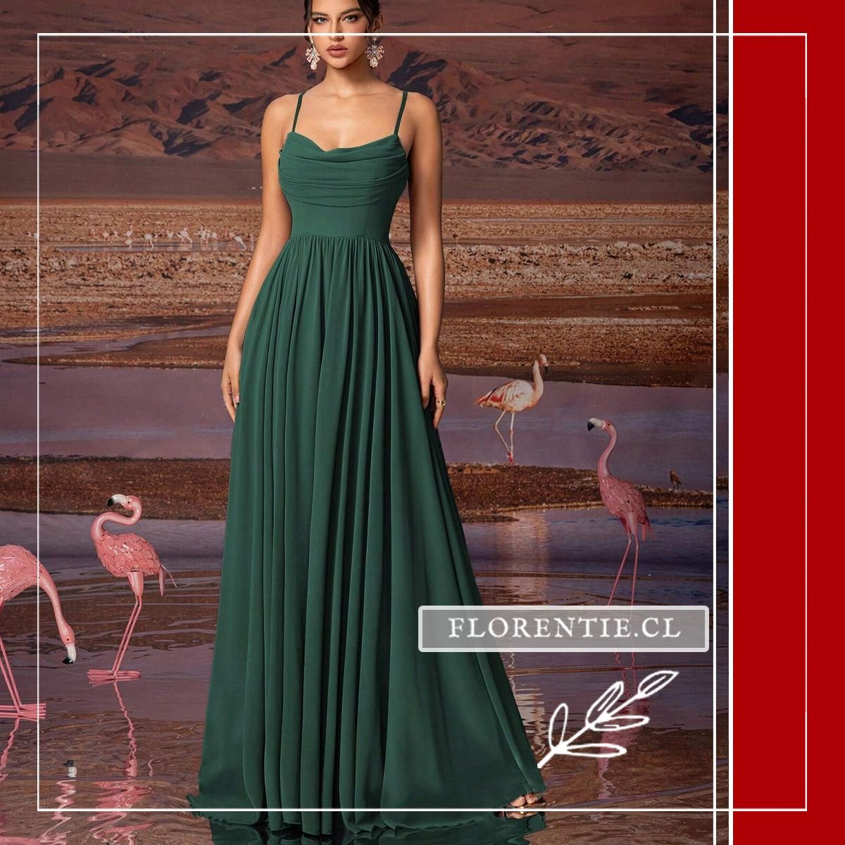 Vestido fiesta verde oscuro