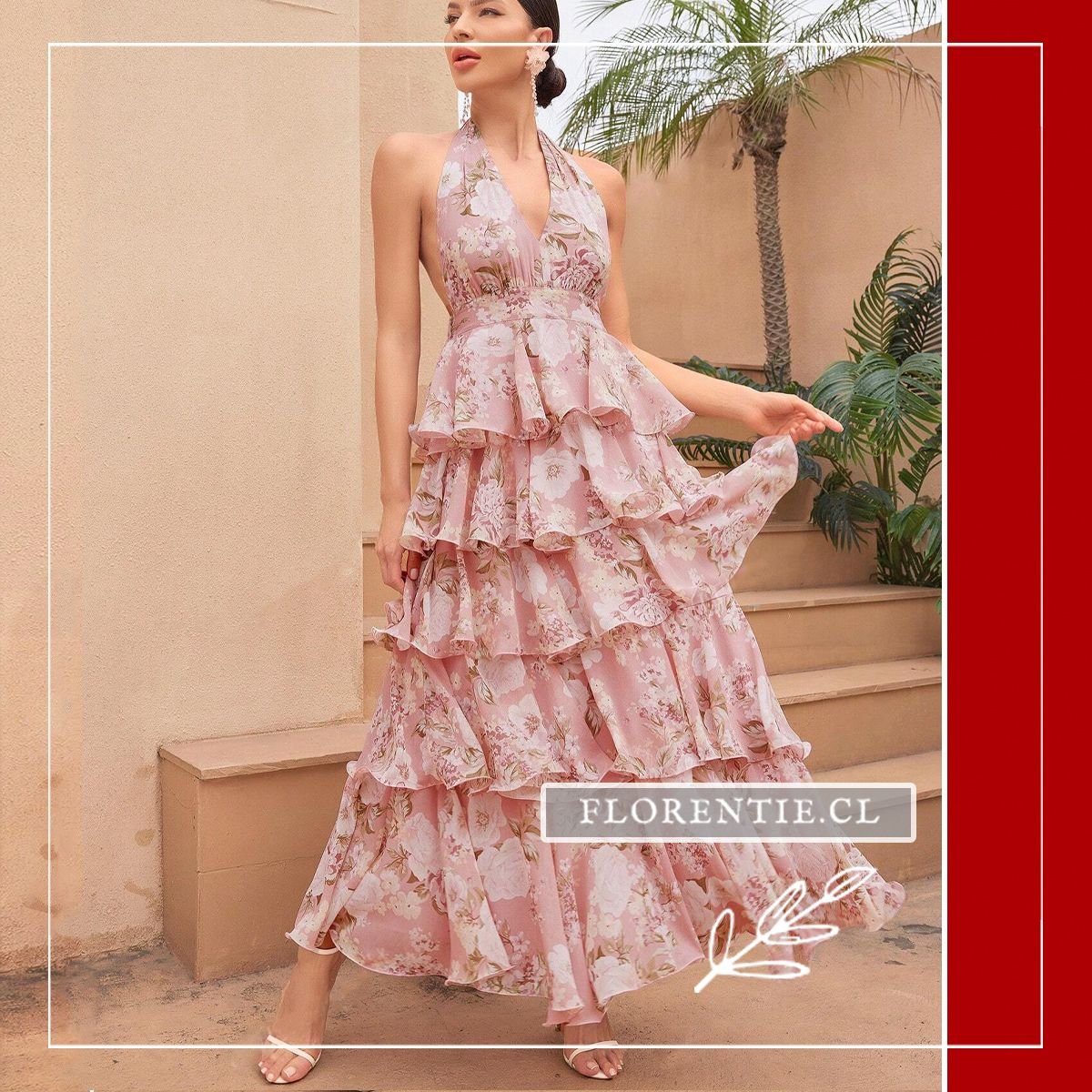 Vestido largo fiesta volantes