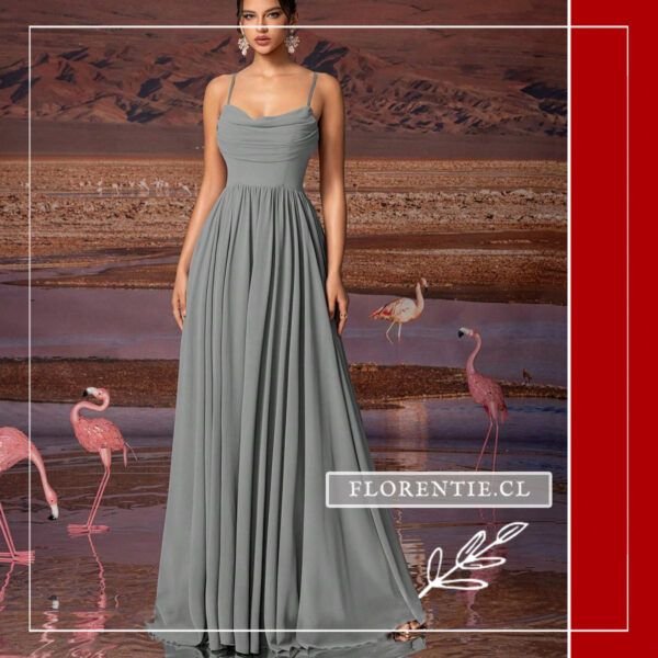 Vestido largo gris para fiesta
