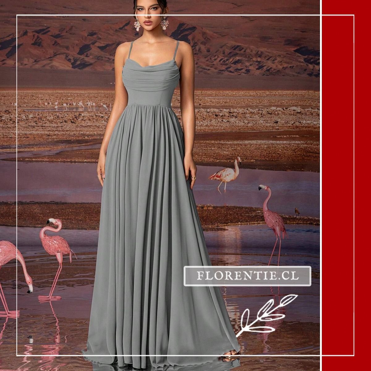 Vestido largo gris para fiesta