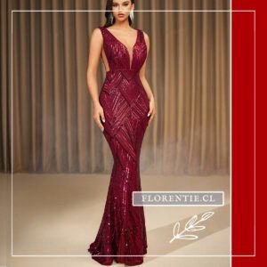 Vestido lentejuelas burdeos Sinem