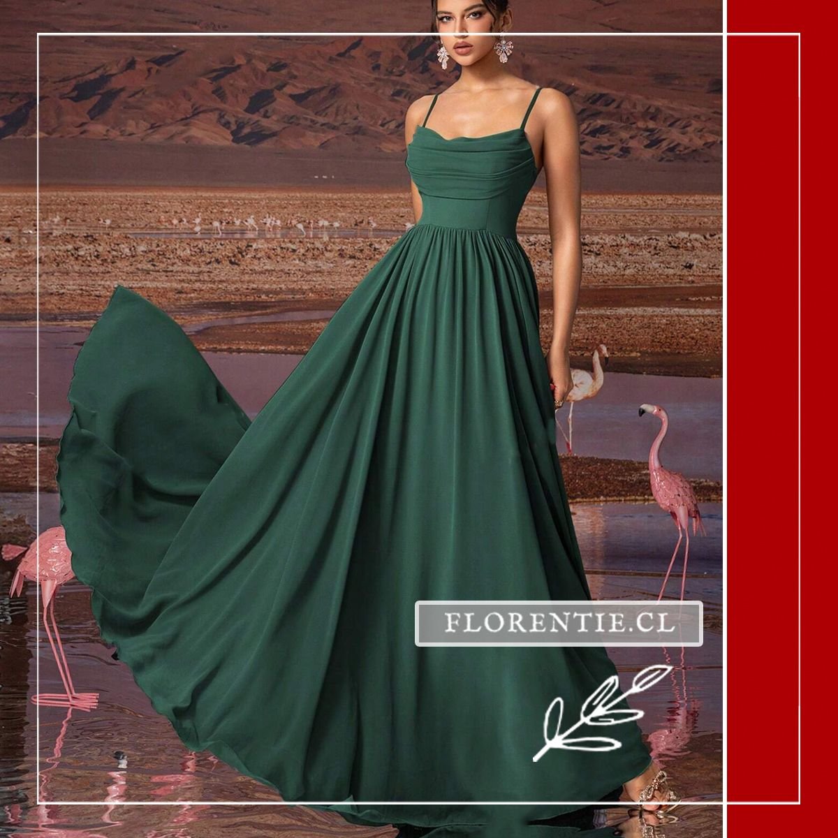 Vestido verde oscuro largo Vania