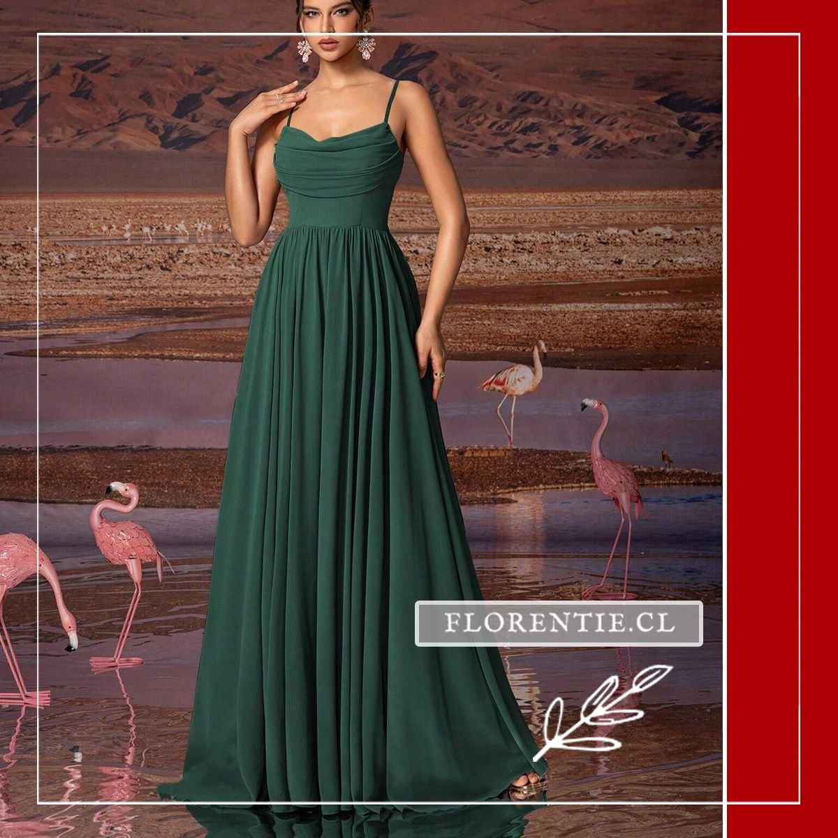 Vestido verde oscuro largo