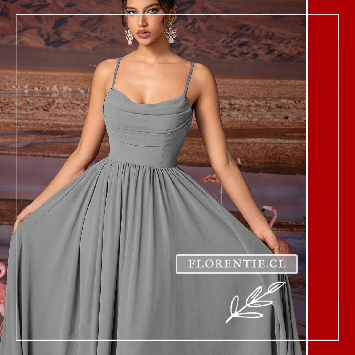 Vista cercana vestido fiesta gris