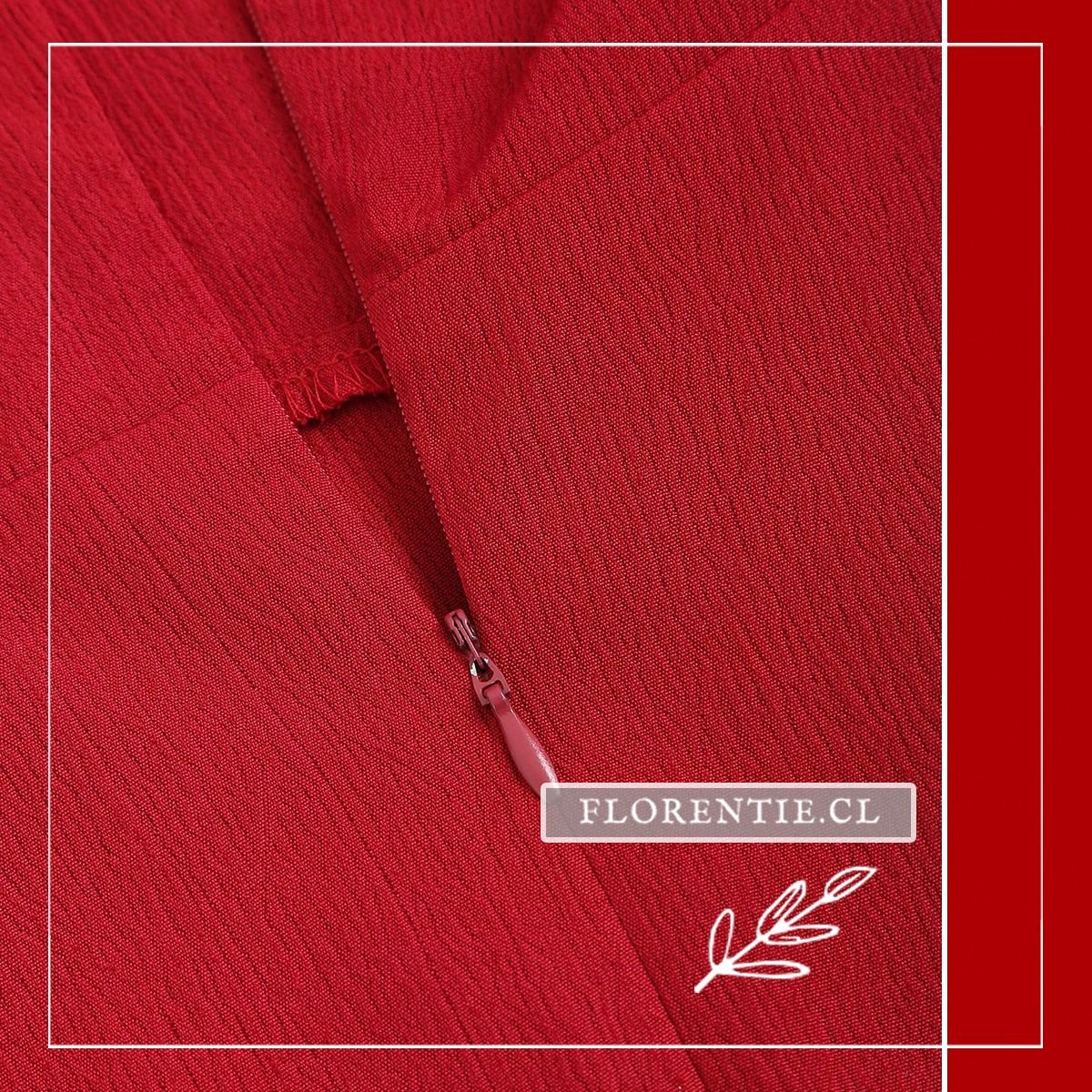 Detalle cierre vestido verano rojo