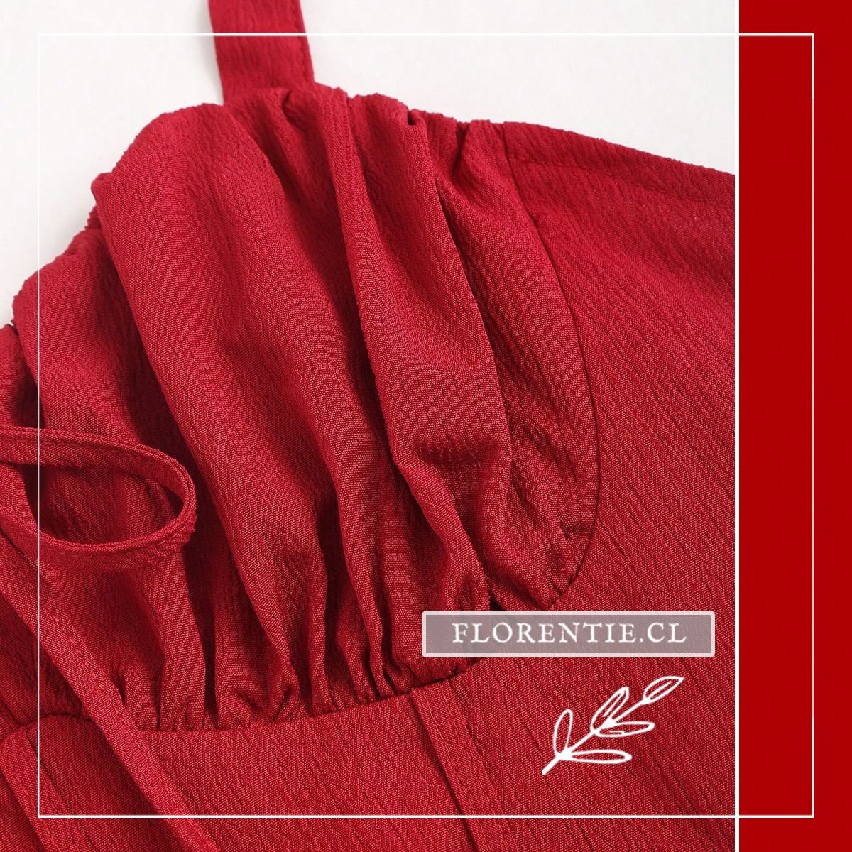 Detalle escote vestido verano rojo