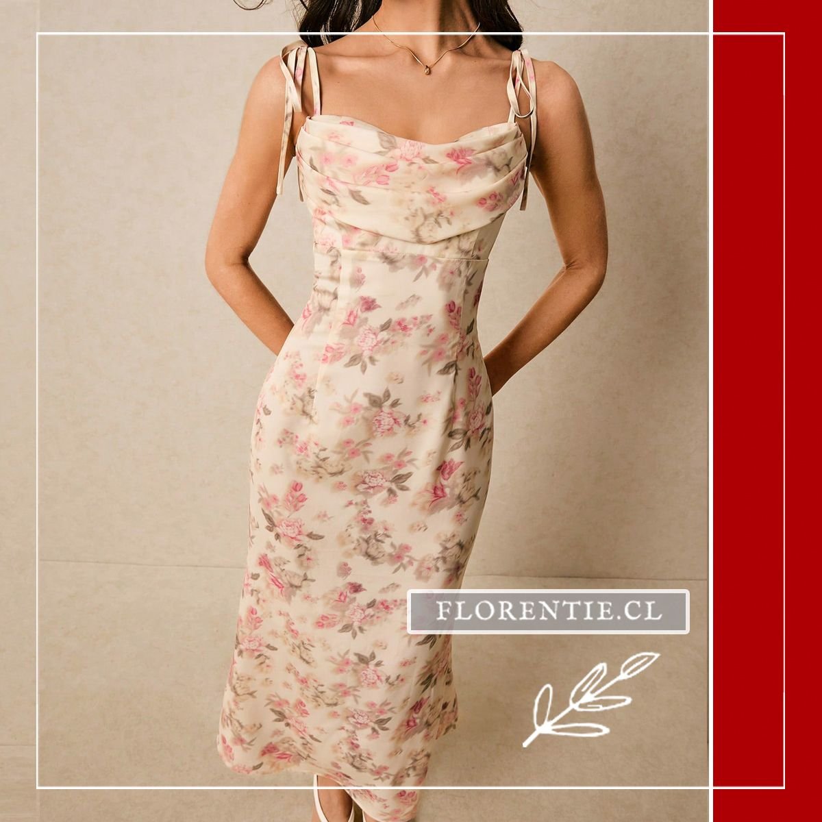 Detalle vestido largo verano flores