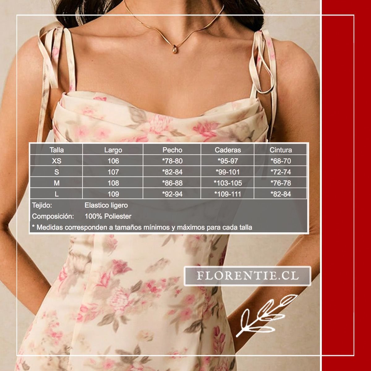 Medidas vestido largo verano flores