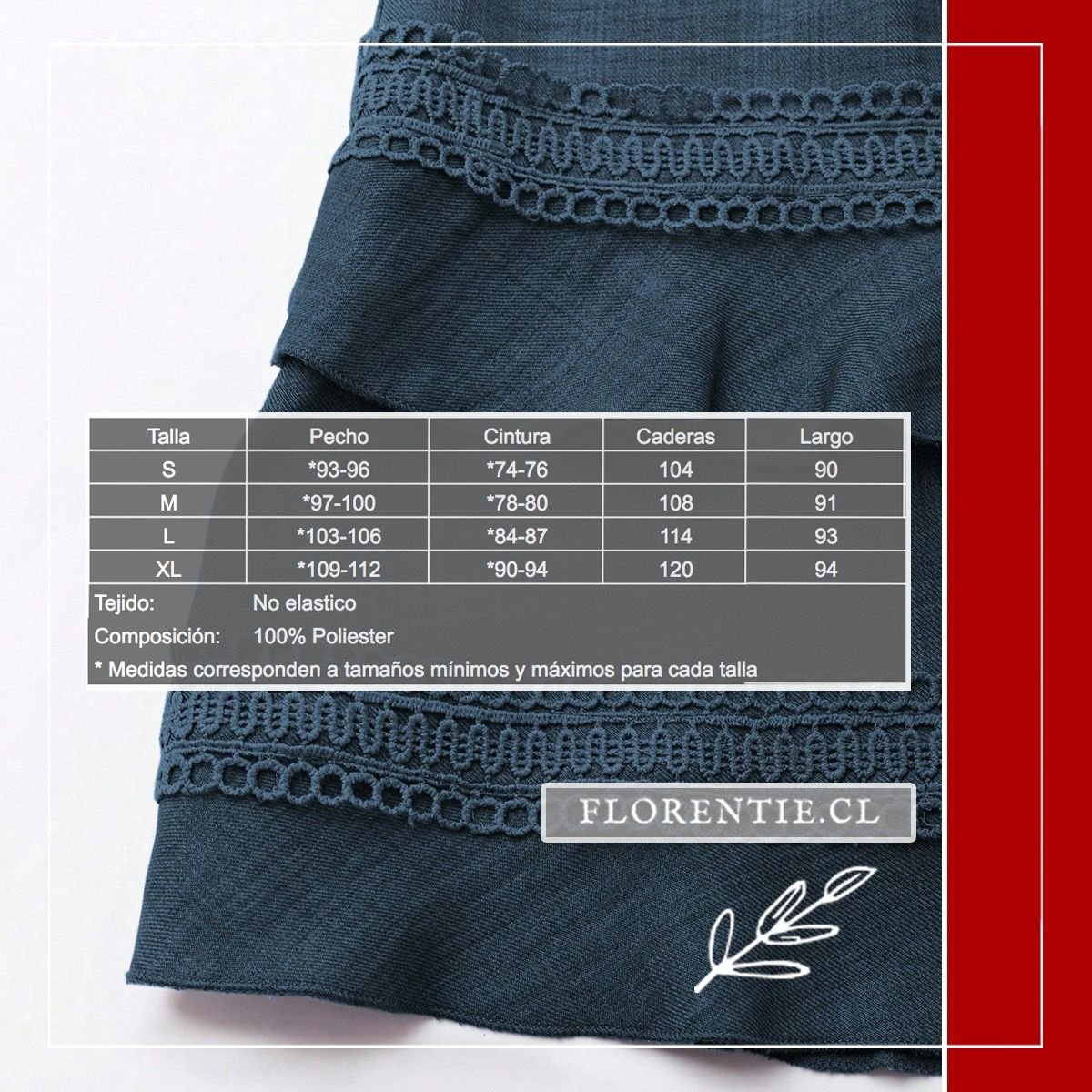 Medidas vestido verano manga tres cuartos