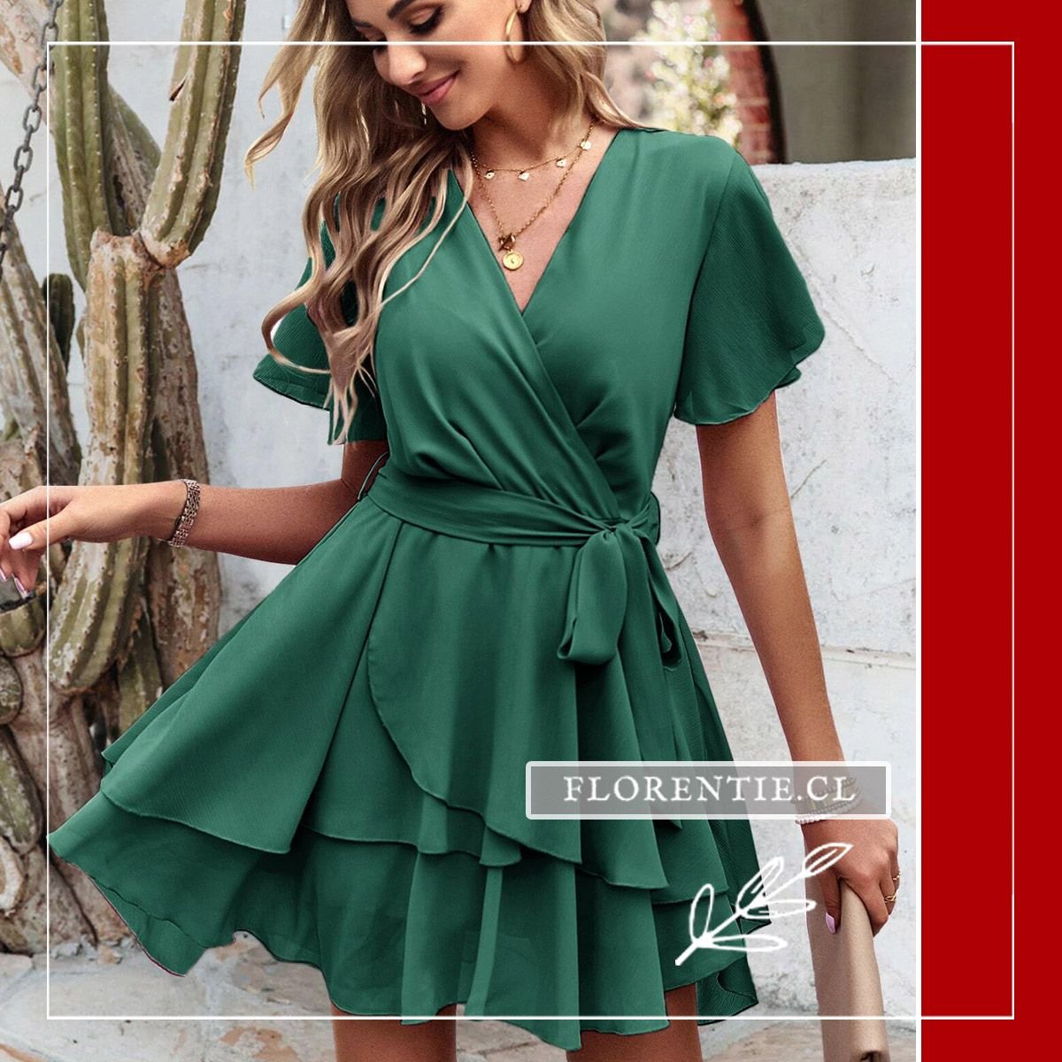 Vestido midi elegante verano verde