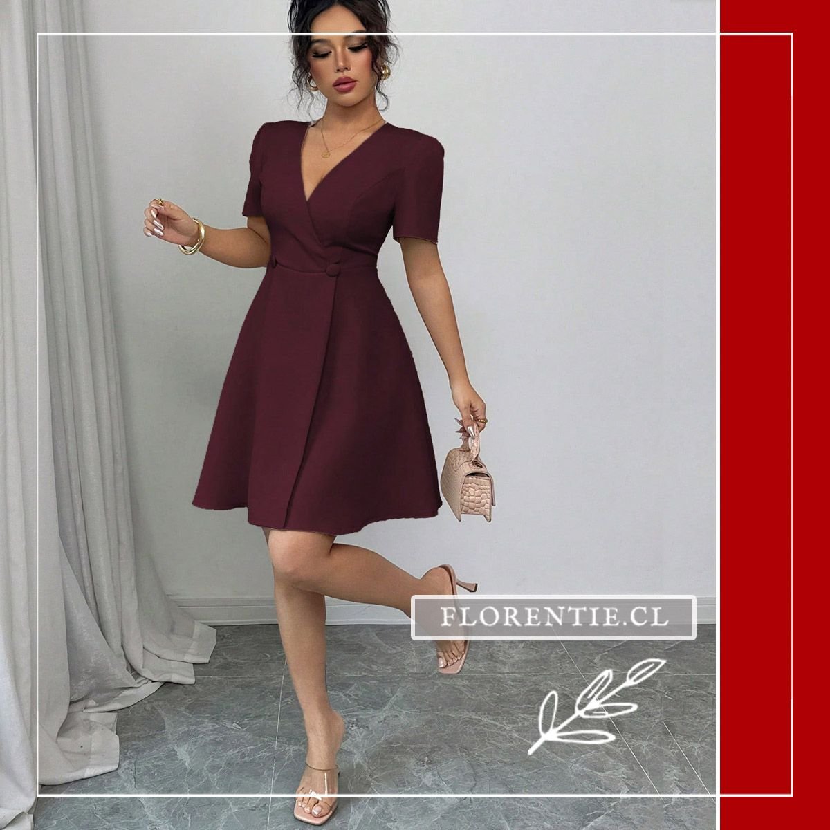 Vestido verano burdeos corto