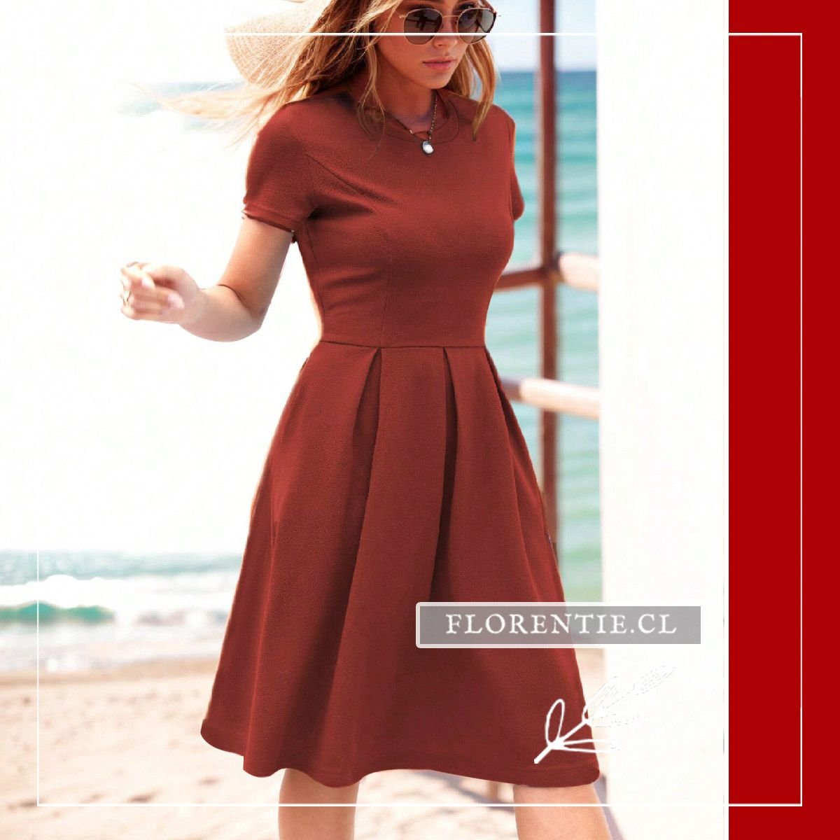 Vestido verano con bolsillos terracota