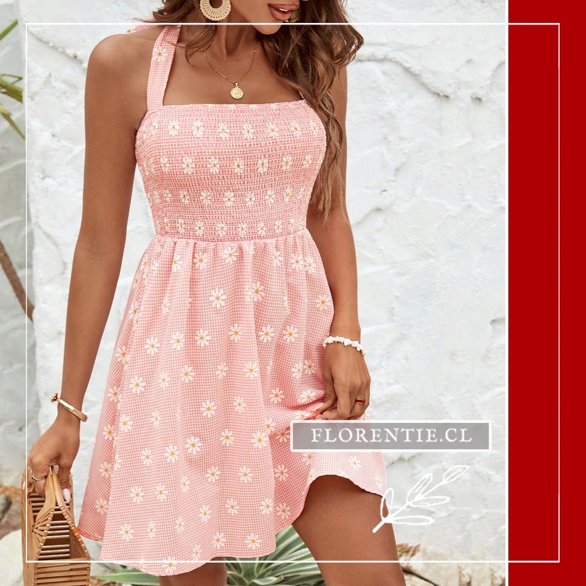 Vestido verano escote cuadrado floreado