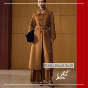 Abrigo lana mujer corte recto y formal color marrón claro